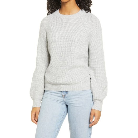 bp Sweaters - BP. Blouson Sleeve Crewneck Sweater in Grey - XS